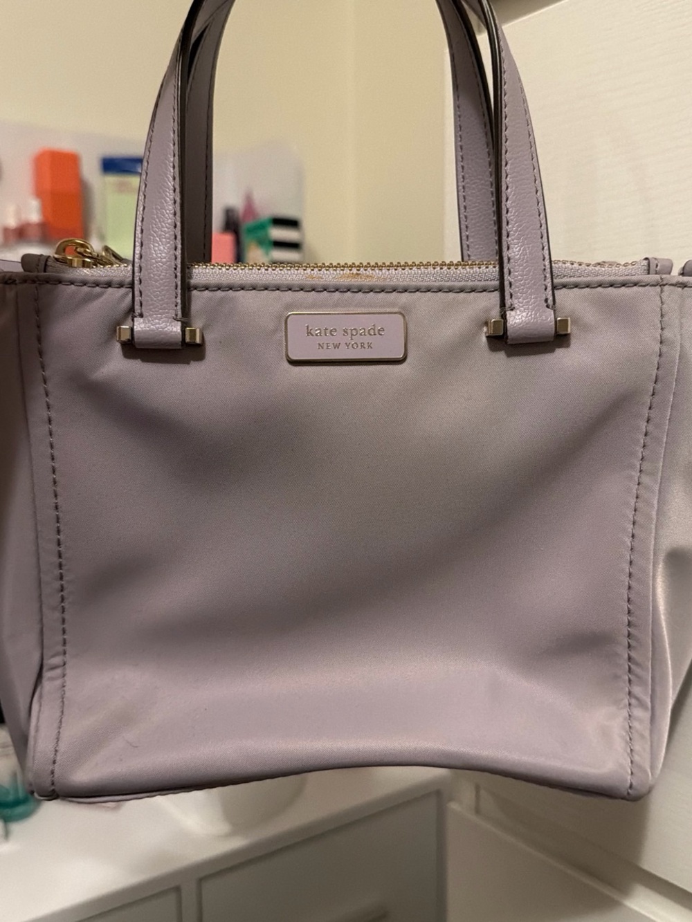 kate spade lilac purse with gold hardware